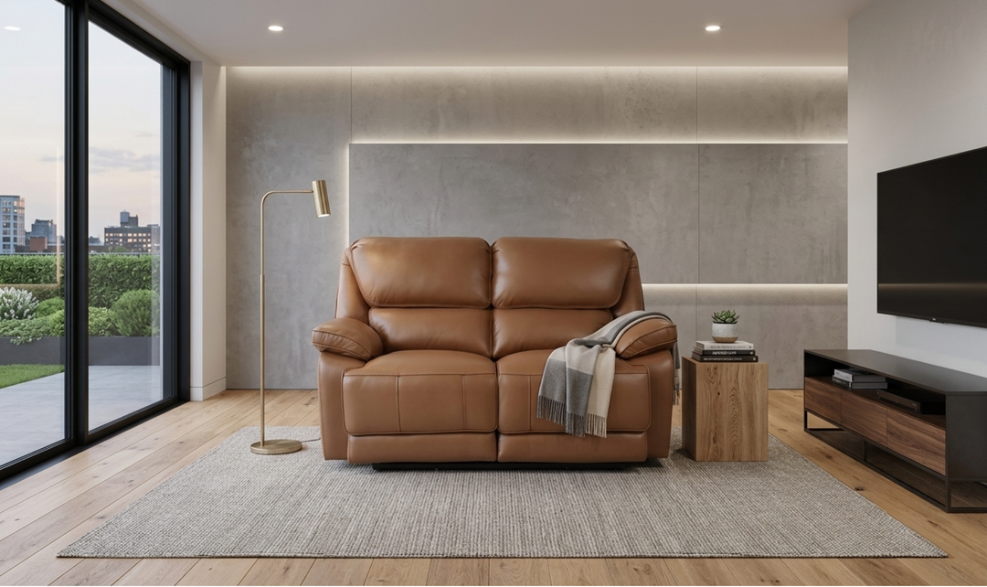Klaussner Ashton Leather Dual Motor Power Reclining Loveseat with USB Charging