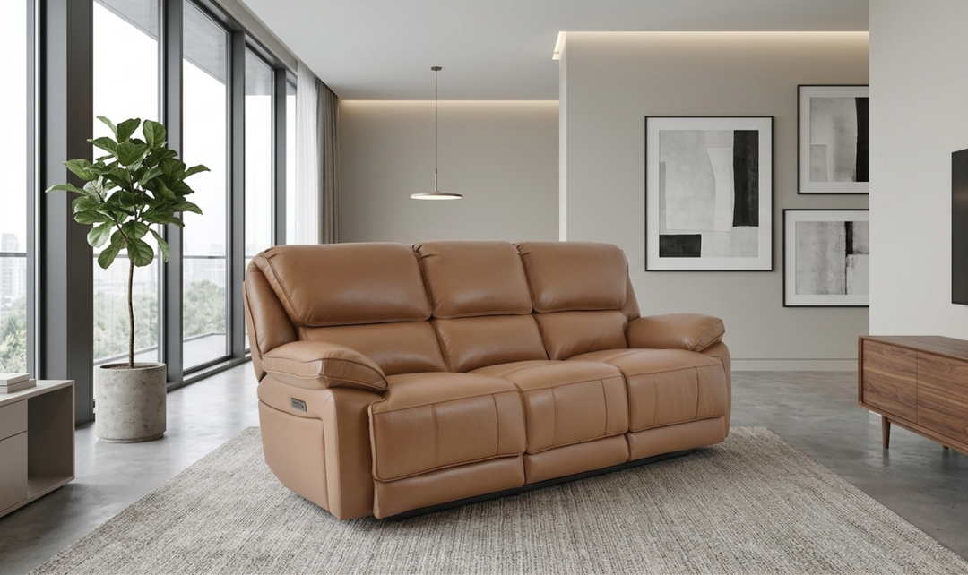 Klaussner Ashton Leather Power Reclining Sofa with USB Charging-Jennifer Furniture