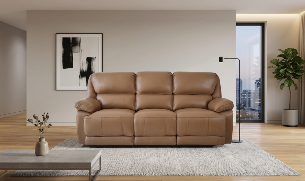 Klaussner Ashton Leather Power Reclining Sofa with USB Charging-Jennifer Furniture