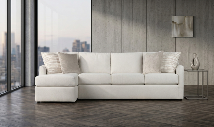 Klaussner Atlanta L-Shape Fabric Sectional Sofa in Beige