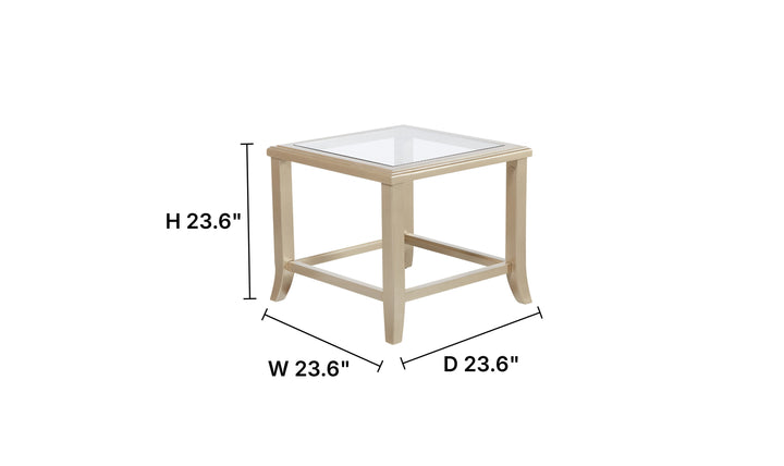 Klaussner Atlas Champagne Gold Modern End Table with Glass Top