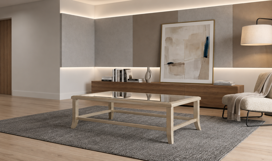 Klaussner Atlas Rectangular Coffee Table in Champagne Gold