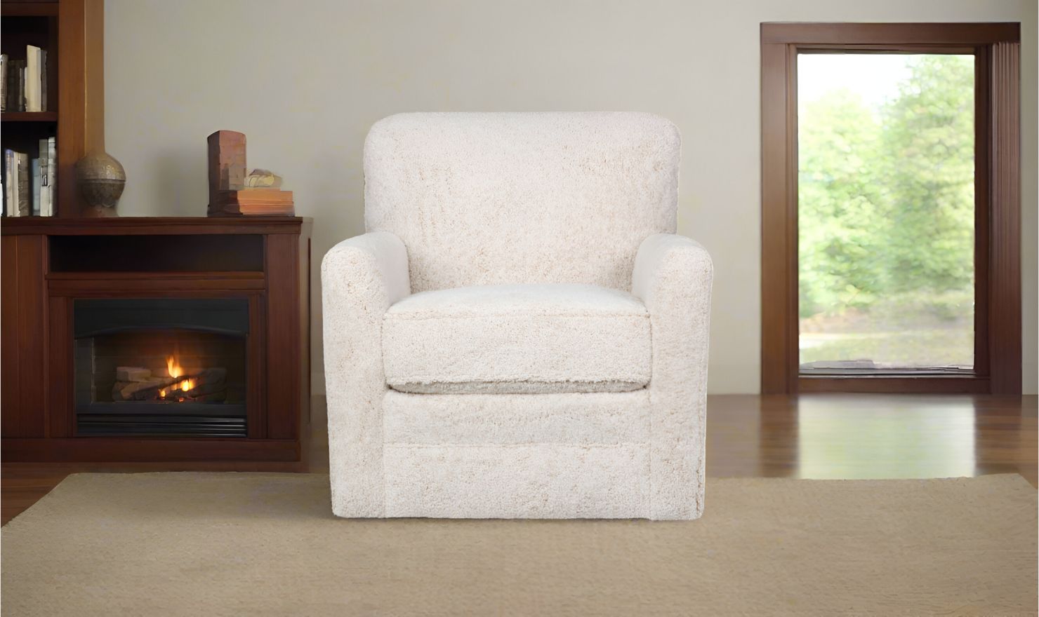 Klaussner Becks Fabric Swivel Accent Chair with Track Arm
