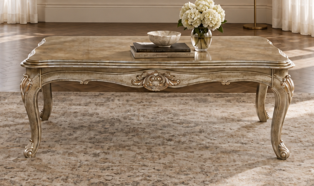 Klaussner Bellalynn Ornate Carved Center Coffee Table in Antique Brown-Jennifer Furniture
