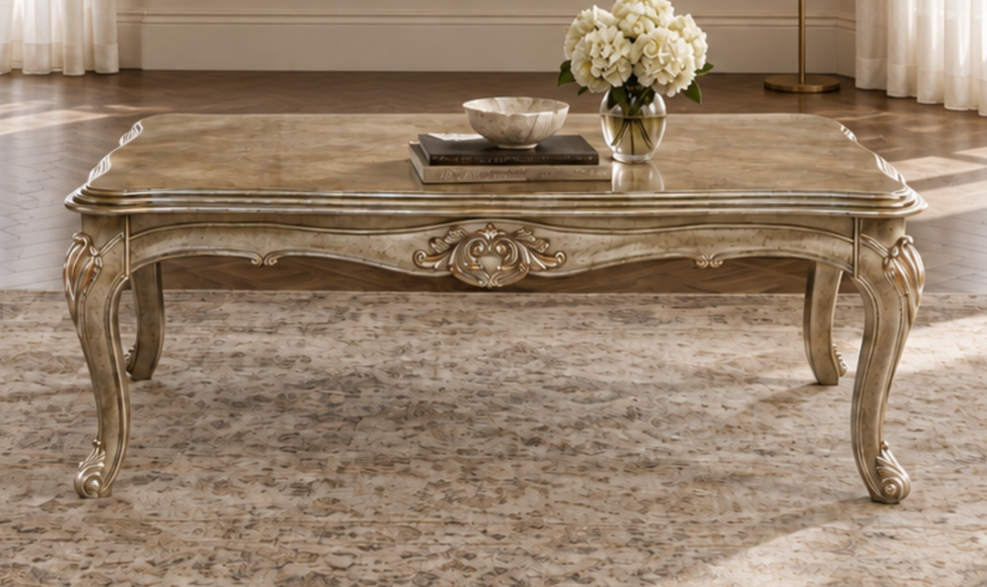 Klaussner Bellalynn Ornate Carved Center Coffee Table in Antique Brown-Jennifer Furniture