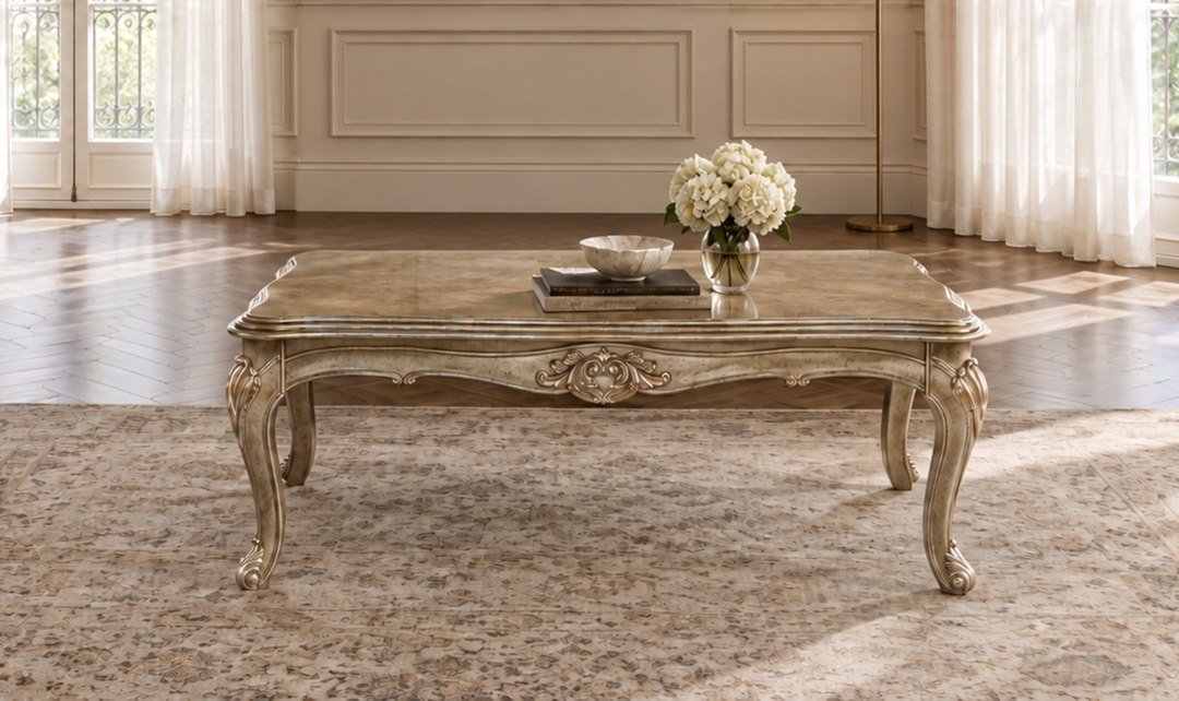 Klaussner Bellalynn Ornate Carved Center Coffee Table in Antique Brown-Jennifer Furniture