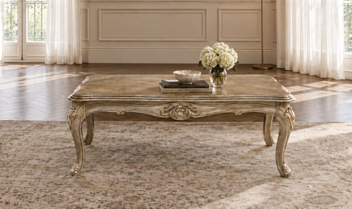Klaussner Bellalynn Ornate Carved Center Coffee Table in Antique Brown-Jennifer Furniture