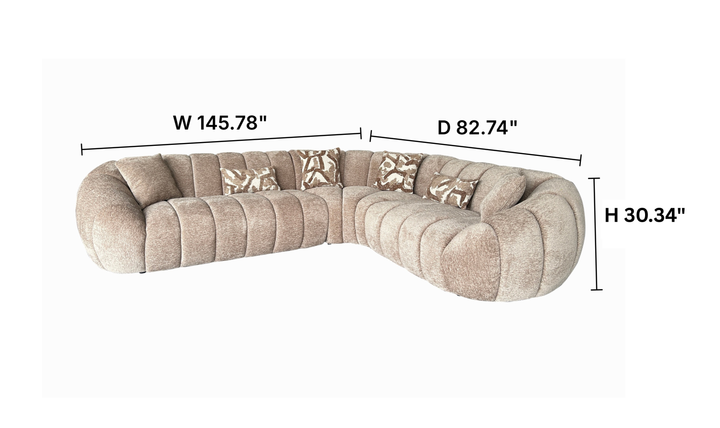 Klaussner Bellavista Fabric Sectional Sofa with Channel Tufted Seat-Jennifer Furniture