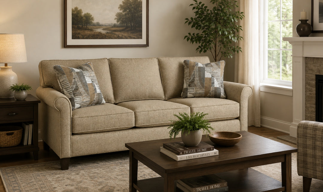 Klaussner Belmont Fabric Transitional Rolled arms Sofa Collection