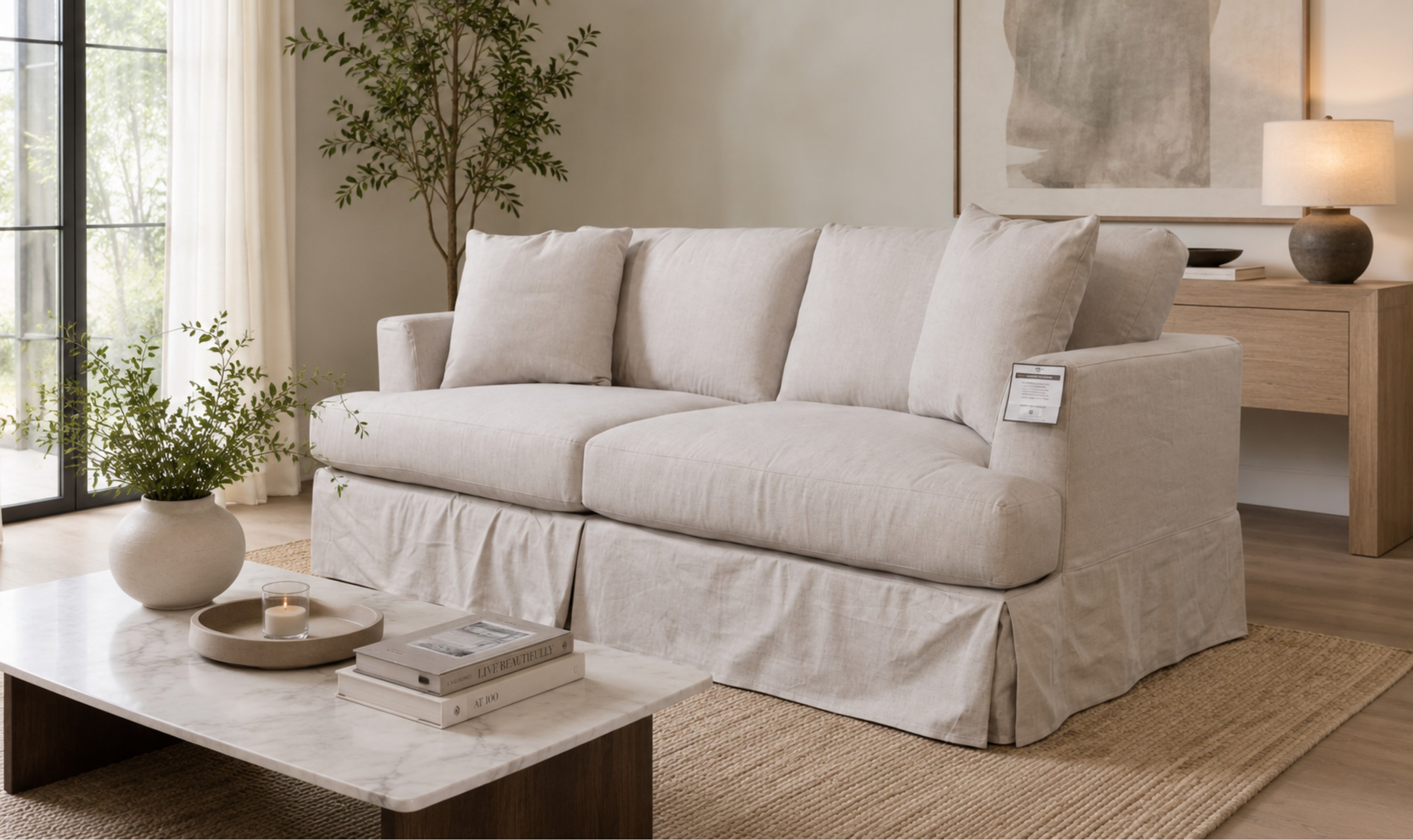 Klaussner Bentley Fabric Slipcover Sleeper Sofa with Track Arms-Jennifer Furniture