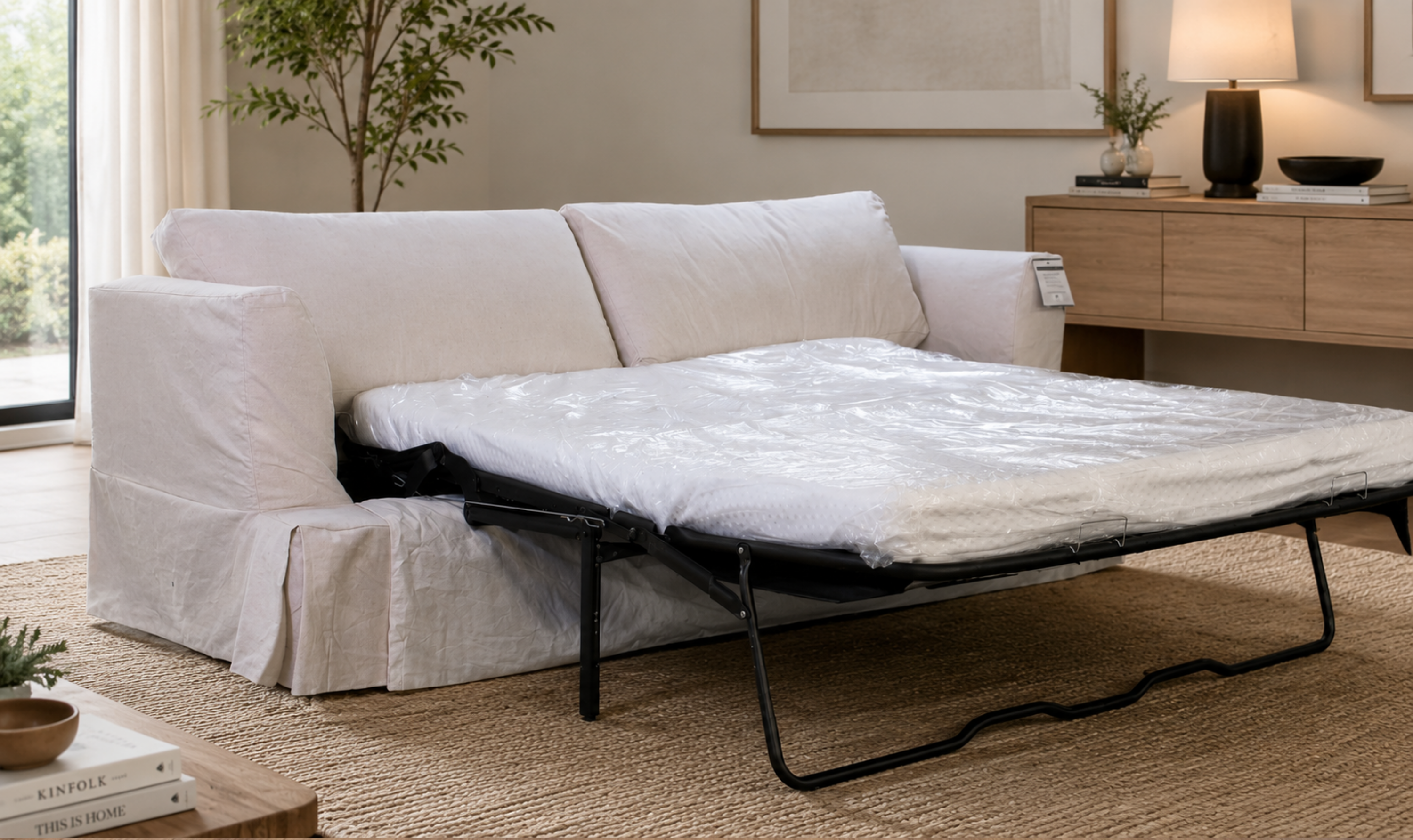 Klaussner Bentley Fabric Slipcover Sleeper Sofa with Track Arms-Jennifer Furniture