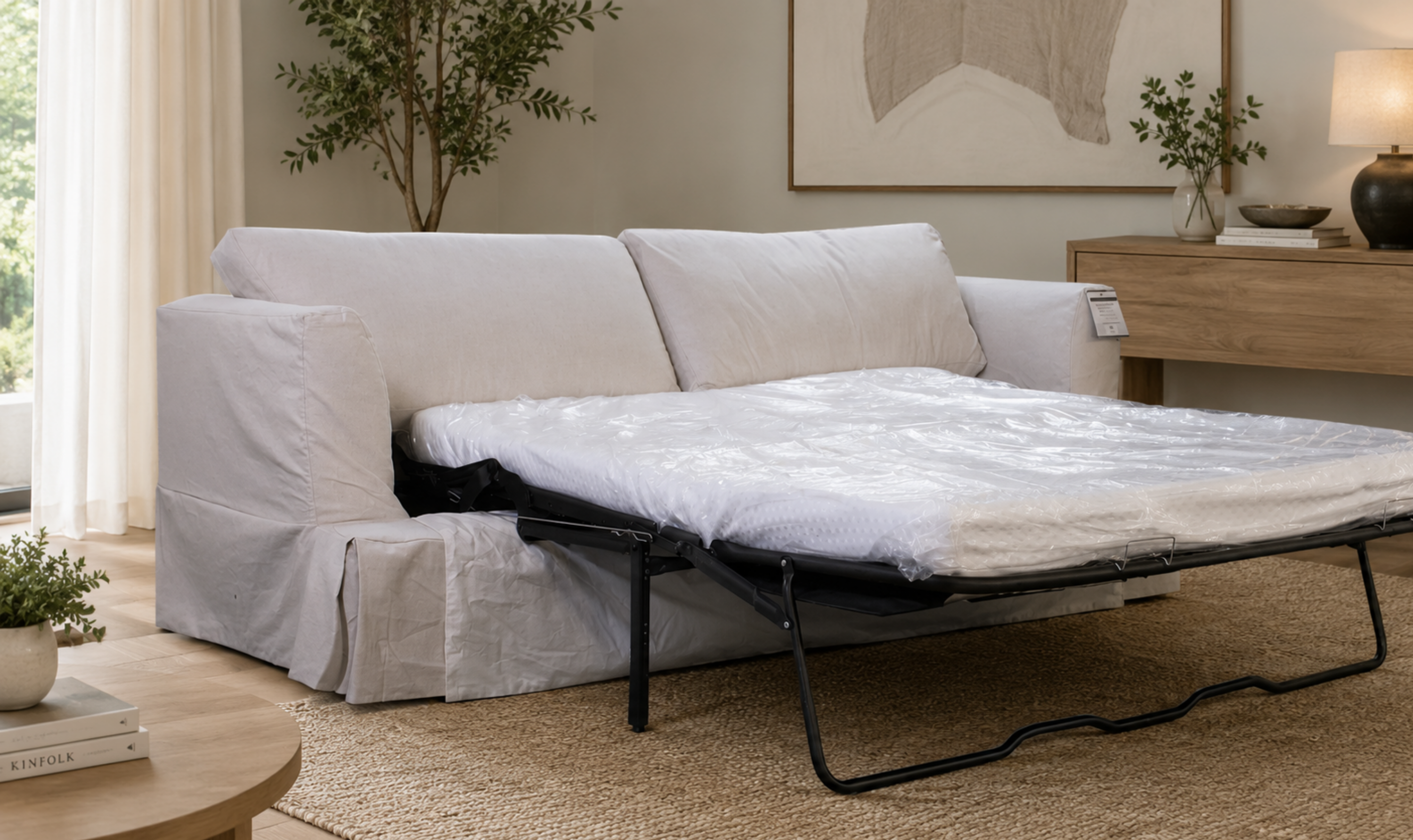 Klaussner Bentley Fabric Slipcover Sleeper Sofa with Track Arms-Jennifer Furniture
