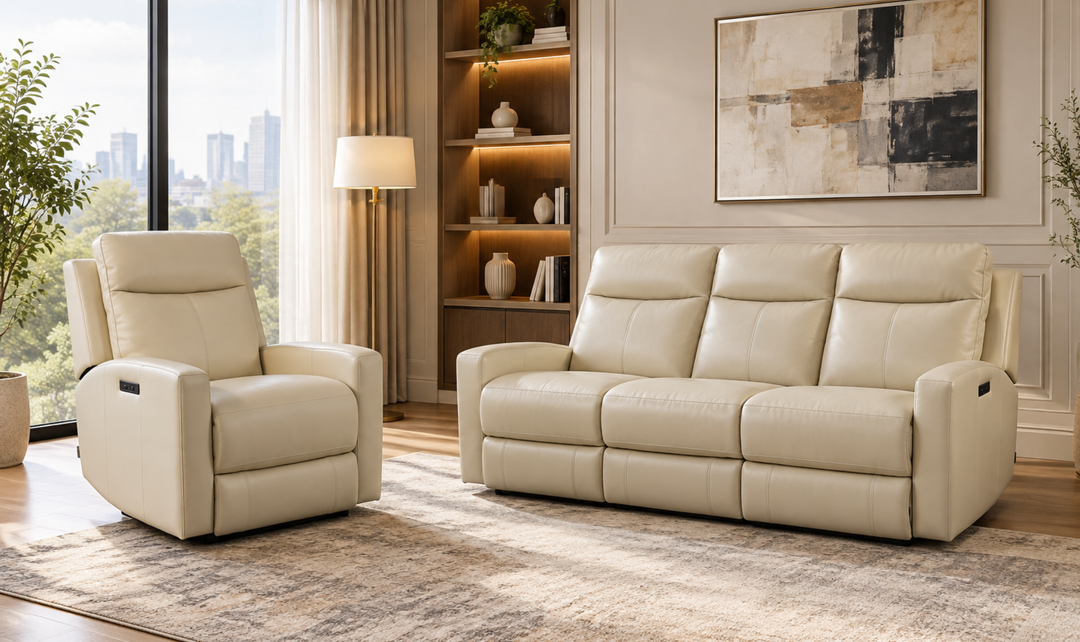Klaussner Bento Leather Reclining Living Room Set with USB Port