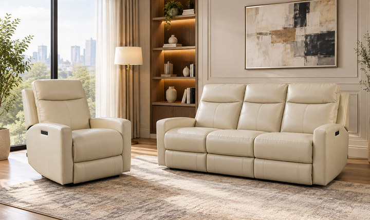 Klaussner Bento Leather Reclining Living Room Set with USB Port