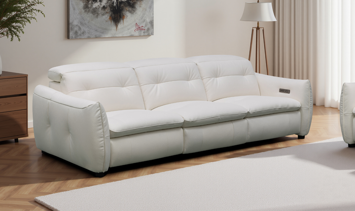 Klaussner Bravino Leather Motion Power Reclining Sofa with USB Ports