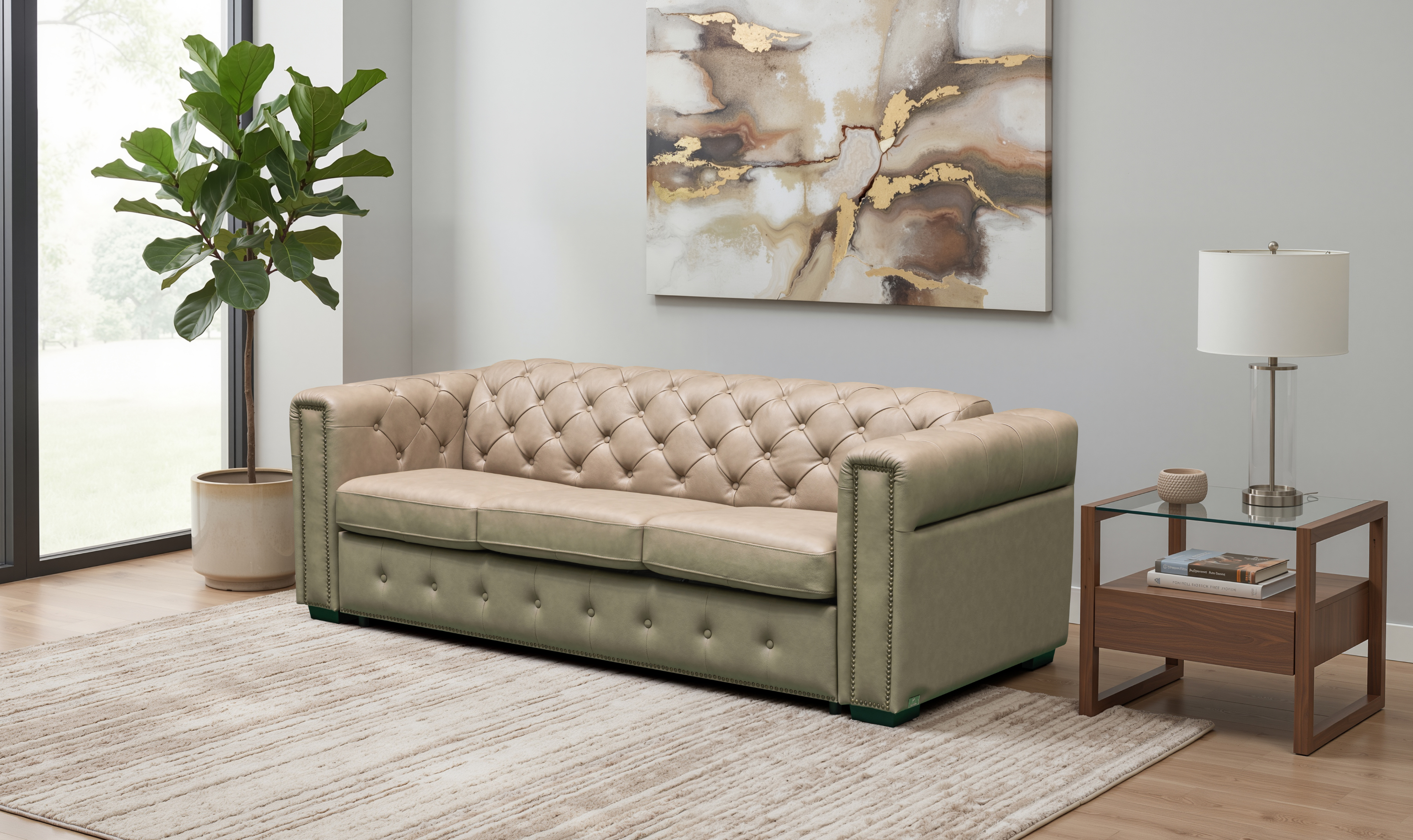 Klaussner Callas Leather Queen Sleeper Sofa - Luxury Overnight Collection