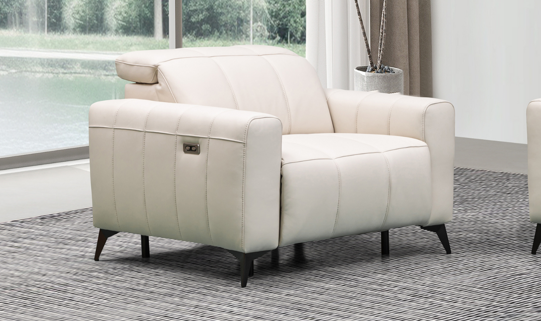 Klaussner Capri Beige Reclining Chair With Power Footrest And Adjustable Headrest-Jennifer Furniture