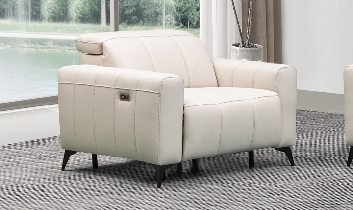 Klaussner Capri Beige Reclining Chair With Power Footrest And Adjustable Headrest-Jennifer Furniture