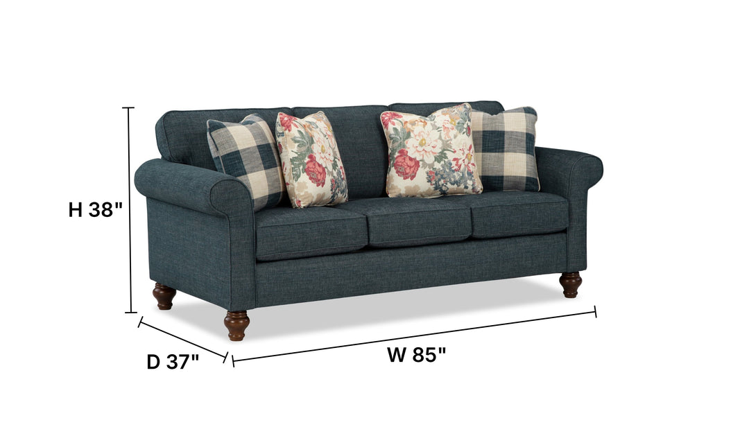 Klaussner Casaford Fabric 3 Over 3 Sofa with Soft Curved Arms-Jennifeer Furniture