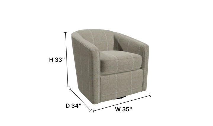 Klaussner Crestview Fabric Swivel Accent Chair with Barrel Back-Jennifer Furniture