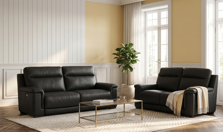 Klaussner Dakota Power Reclining Living Room Set in Black