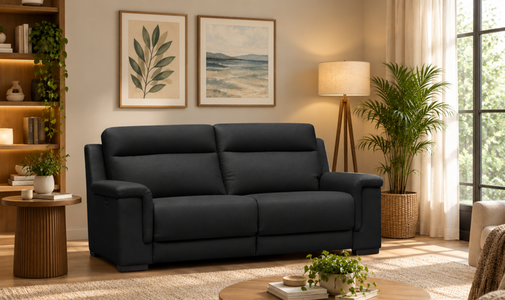 Klaussner Dakota Power Recliner Sofa With USB Port in Black
