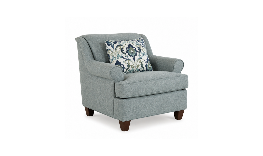 Klaussner Delmont Fabric Rolled Arm Sofa with Accent Pillows