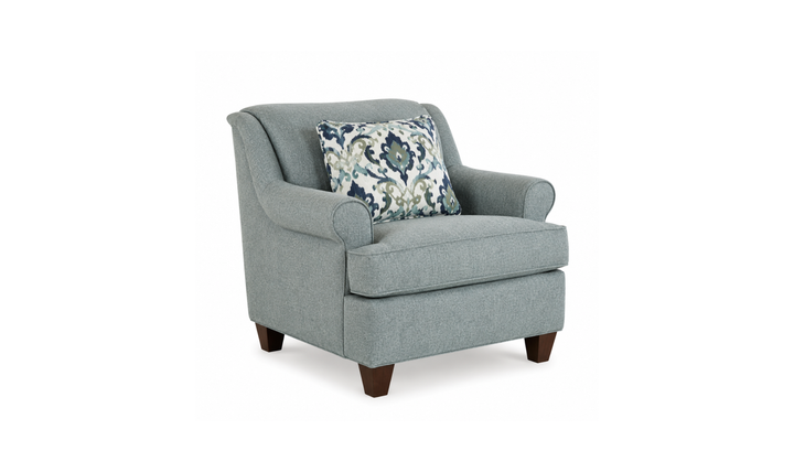 Klaussner Delmont Fabric Rolled Arm Sofa with Accent Pillows