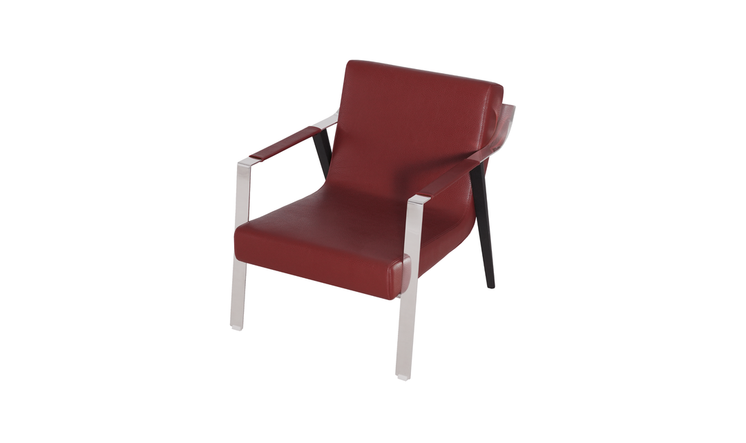 Klaussner Essenza Leather Red Lounge Chair-Jennifer Furniture