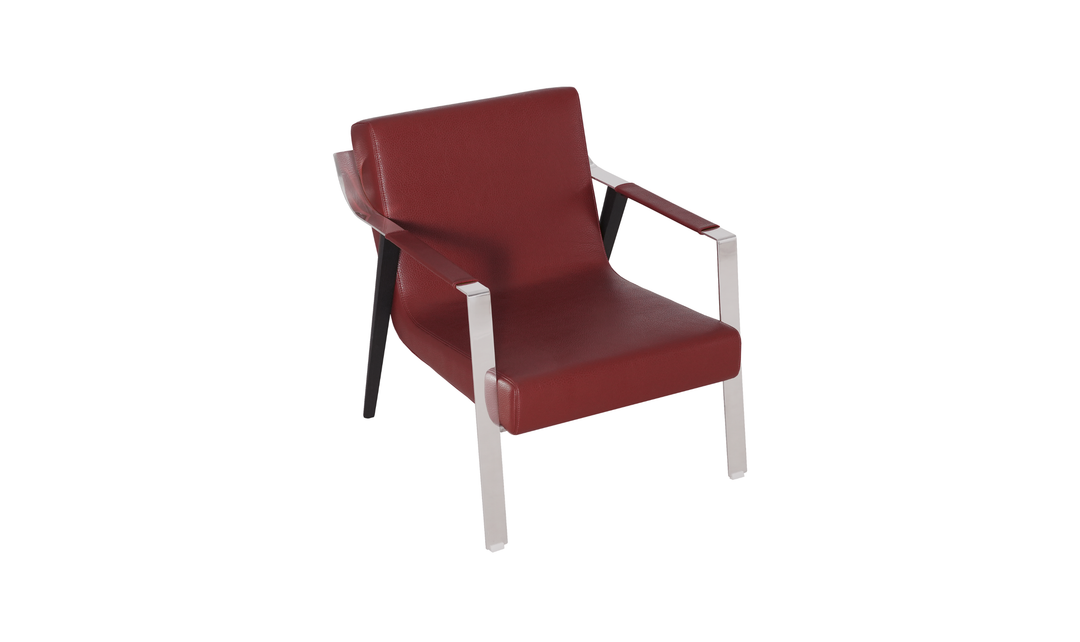 Klaussner Essenza Leather Red Lounge Chair-Jennifer Furniture