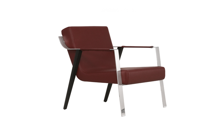 Klaussner Essenza Leather Red Lounge Chair-Jennifer Furniture