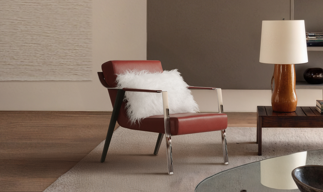 Klaussner Essenza Leather Red Lounge Chair-Jennifer Furniture