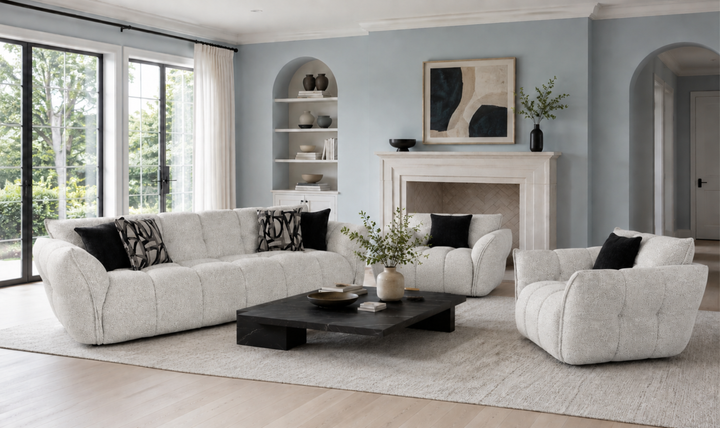 Klaussner Fabriano Fabric Curved Sofa with Soft Sculpted Arms