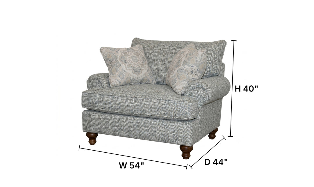 Klaussner Fairview Fabric Roll Arm Sofa with Accent Pillows