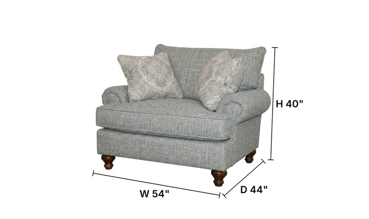 Klaussner Fairview Fabric Roll Arm Sofa with Accent Pillows