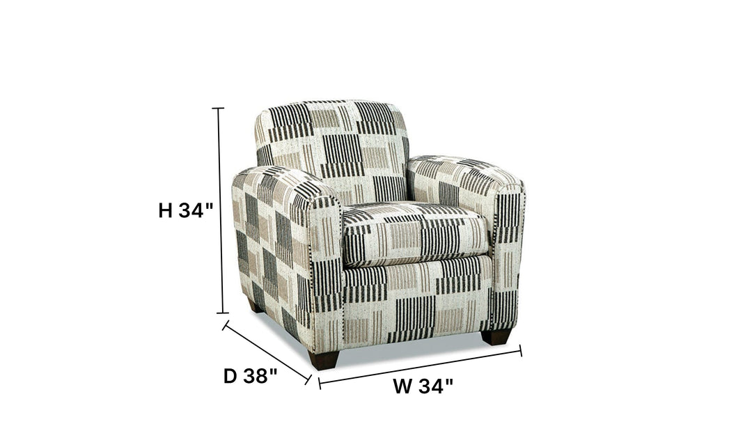 Klaussner Tribeca Fabric Tight Back Accent Chair with Sloping Arms-Jennifer Furniture