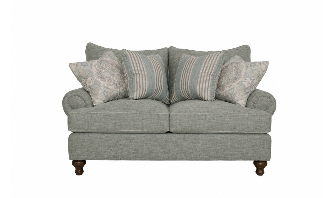 Klaussner Fairview Fabric Roll Arm Sofa with Accent Pillows