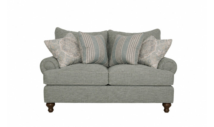 Klaussner Fairview Fabric Roll Arm Sofa with Accent Pillows