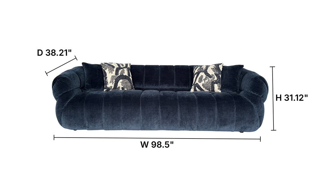 Klaussner Florence Fabric Channel Tufted Round Arm Contemporary Sofa-Jennifer Furniture