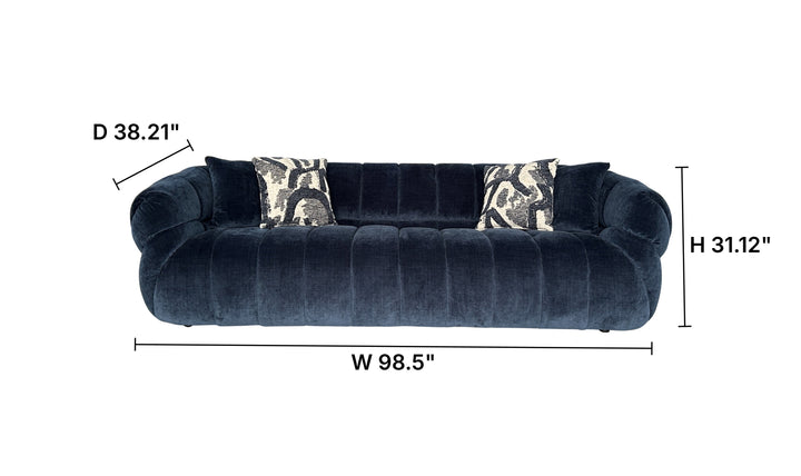 Klaussner Florence Fabric Channel Tufted Round Arm Contemporary Sofa-Jennifer Furniture