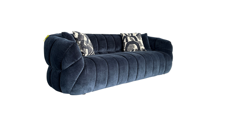 Klaussner Florence Fabric Channel Tufted Round Arm Contemporary Sofa-Jennifer Furniture