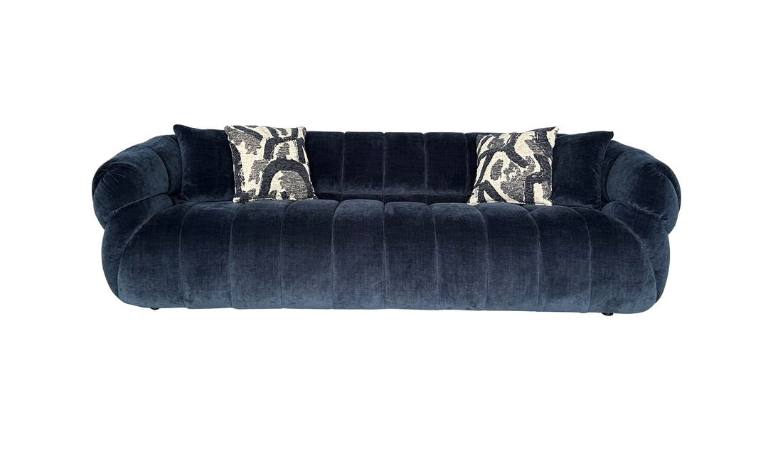 Klaussner Florence Fabric Channel Tufted Round Arm Contemporary Sofa-Jennifer Furniture