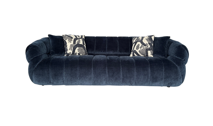 Klaussner Florence Fabric Channel Tufted Round Arm Contemporary Sofa-Jennifer Furniture