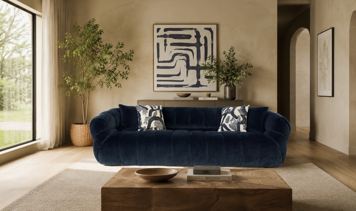 Klaussner Florence Fabric Channel Tufted Round Arm Contemporary Sofa-Jennifer Furniture