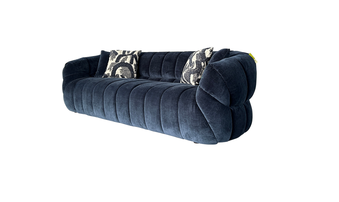 Klaussner Florence Fabric Channel Tufted Round Arm Contemporary Sofa-Jennifer Furniture
