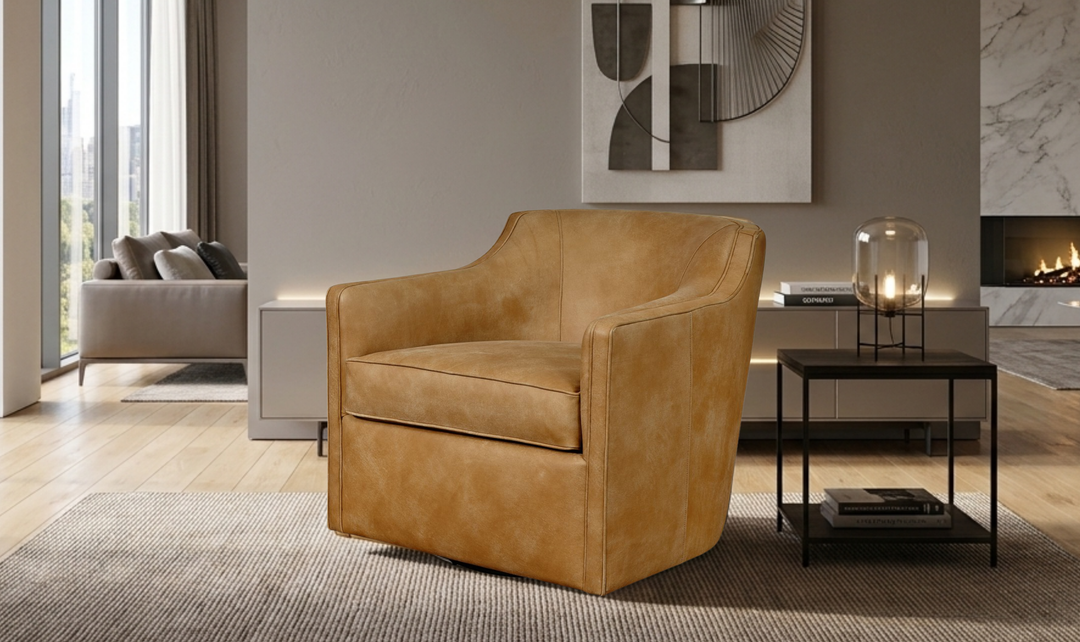 Klaussner Gayle Barrel Swivel Chair-JenniferFurniture