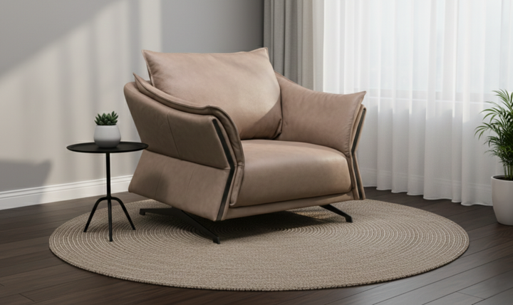 Klaussner Giada Brown Leather Chair with Down Cushion