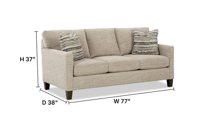 Klaussner Glenmont Fabric Track Arm Sofa with Accent Pillows
