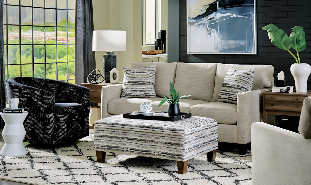Klaussner Glenmont Fabric Track Arm Sofa with Accent Pillows-Jennifer Furniture