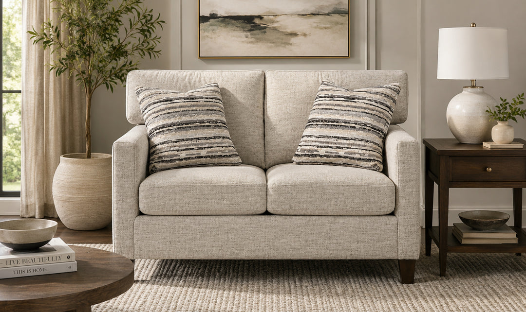 Klaussner Glenmont Fabric Track Arm Sofa with Accent Pillows-Jennifer Furniture